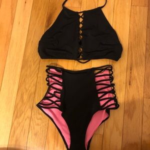 Victorias Secret PINK high waisted black swimsuit